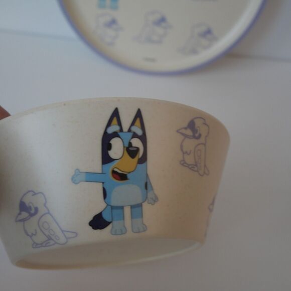 NEW Bluey 8 Piece Set Dinner Plate and Bowl Matching Set Zak Bamboo 4 Colors - Picture 11 of 13